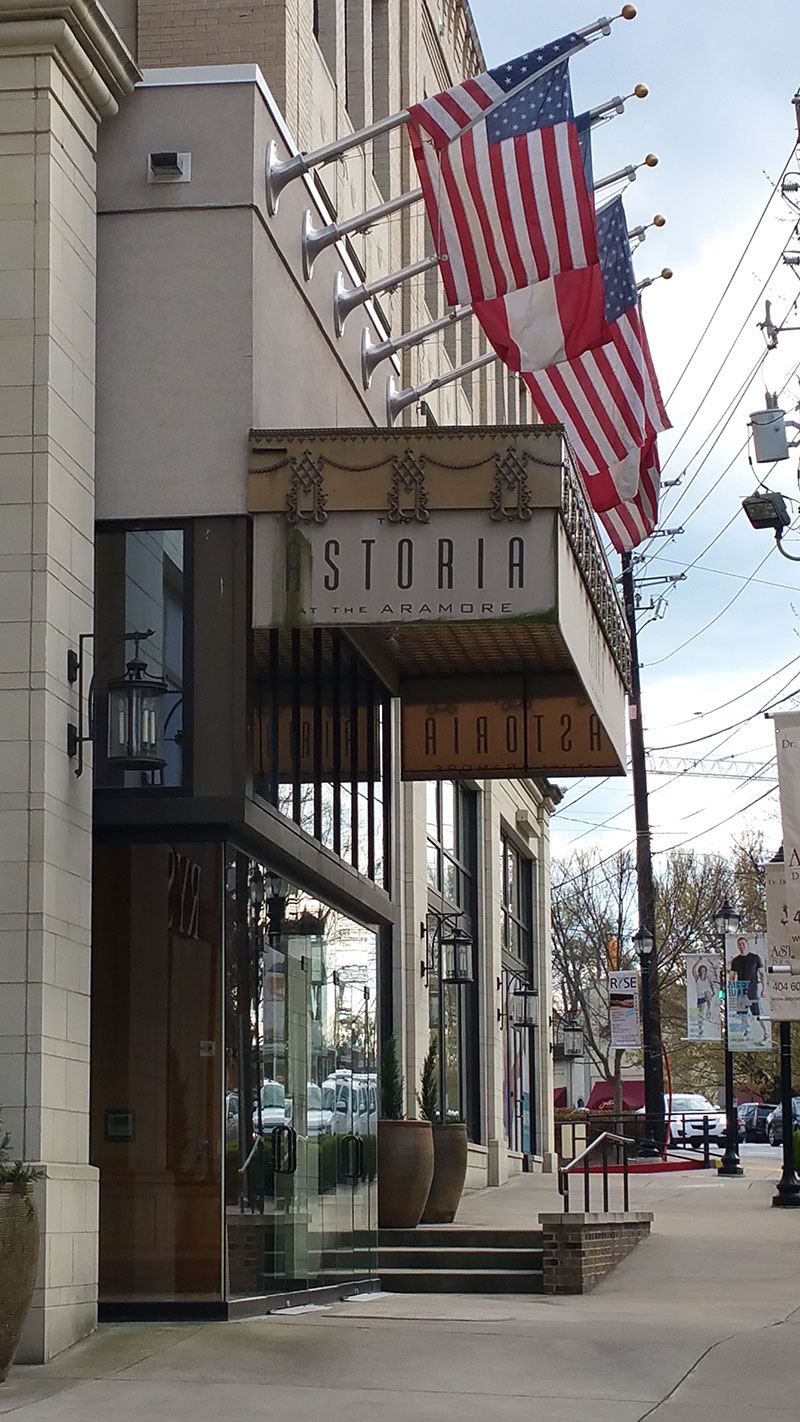 Entrance of the building on Peachtree Road where Elite Solutions has its office