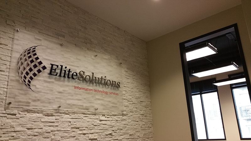 Elite Solutions sign in the reception area of the Atlanta office